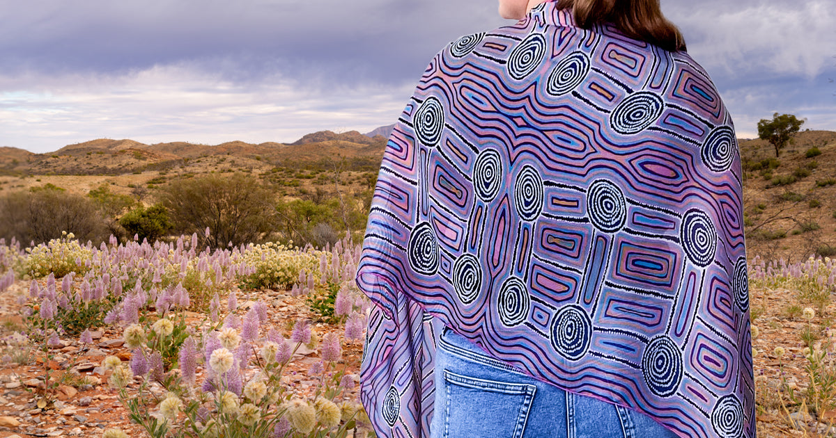 Authentic Aboriginal Art and Luxurious Silk scarf
