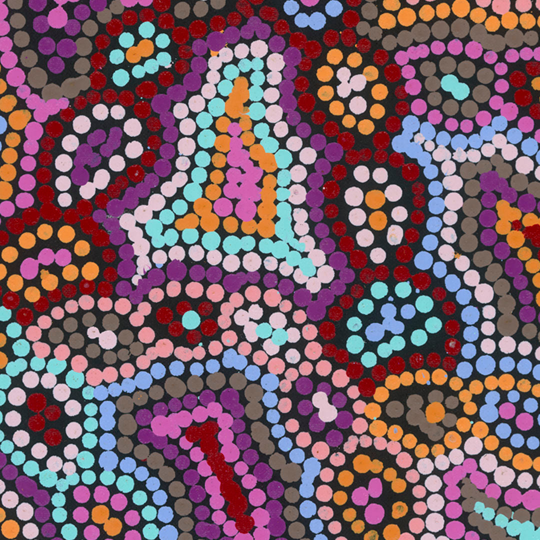 Jerusha Nungarrayi Morris- Desert Fringe Rush Seed  Dreaming 107 x 30cm