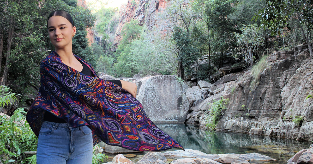 "Rock Pools Dreaming" Merino Wool Scarf