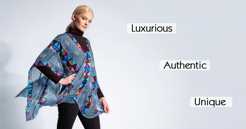 Aboriginal art silk kaftan top luxurious authentic unique ethical first nations indigenous owned fashion label