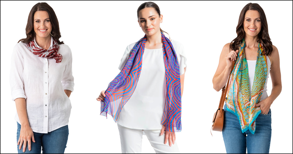 mothers day gift for mum silk scarf authentic aboriginal art timeless elegance ethical brand