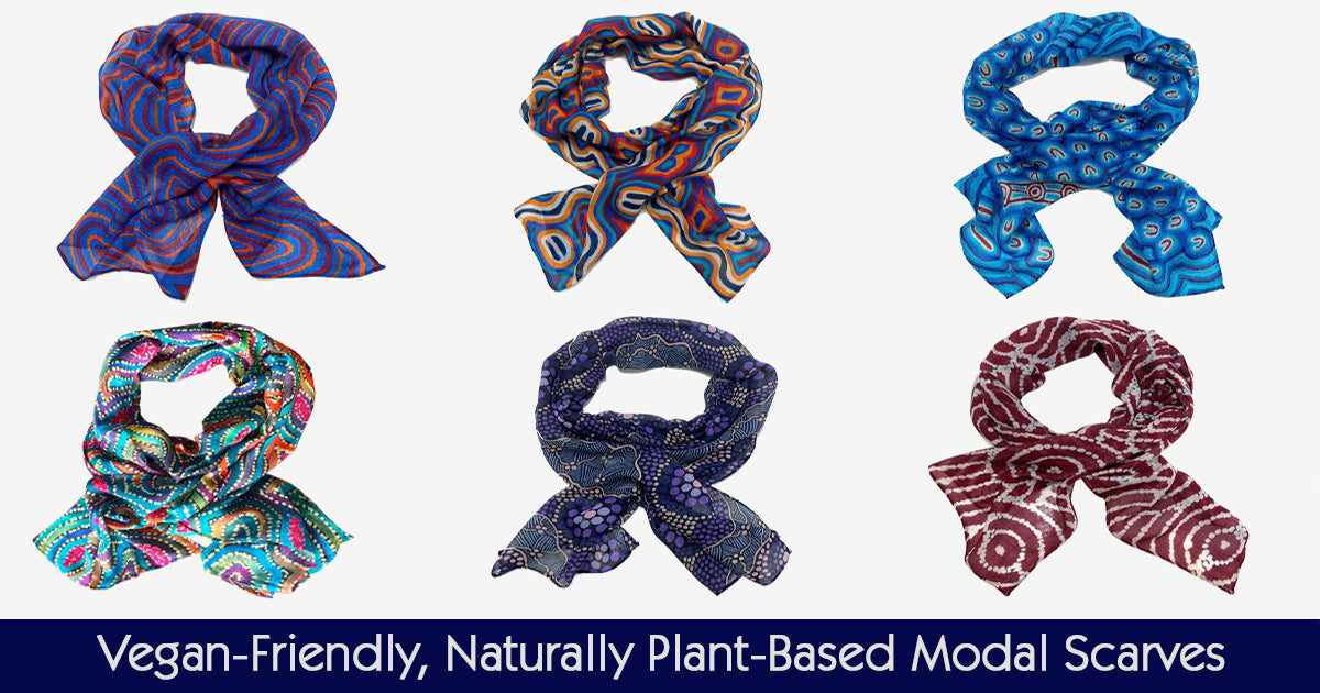 Ethical & Sustainable Fashio, Vegan-Friendly Modal, Authentic Aboriginal Art, Unique Australian Gift, Scarf, 